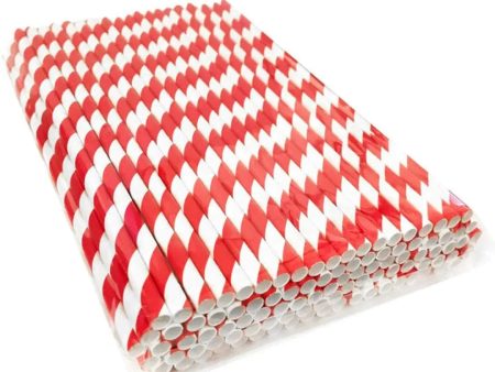 Red White Paper Stripy Straws Pack Size 50 Online