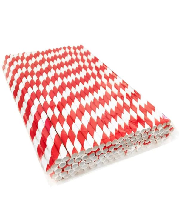 Red White Paper Stripy Straws Pack Size 50 Online