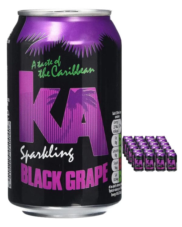 KA Sparkling Black Grape Fizzy Drink Multipack, 24 x 330 ml For Sale