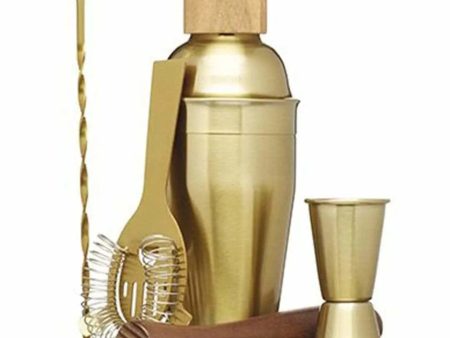 BarCraft Six Piece Gold Cocktail Set For Sale