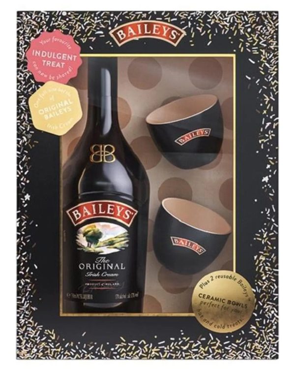 Baileys Original Irish Cream Gift Pack With 2 Ceramic Bowls, 70 cl For Sale