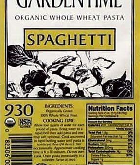 Gardentime Spaghetti Whole Wheat Organic - 10 lbs. on Sale