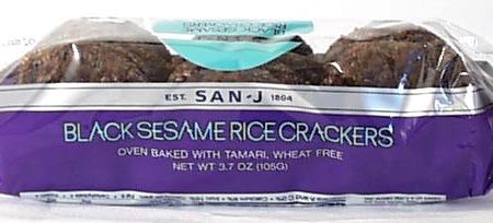 San-J Black Sesame Rice Crackers Wheat-free - 12 x 3.5 ozs. For Sale