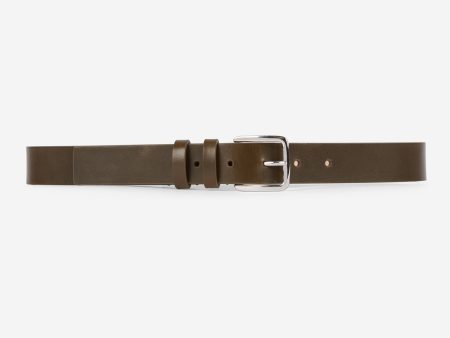 Medium olive leather belt Online