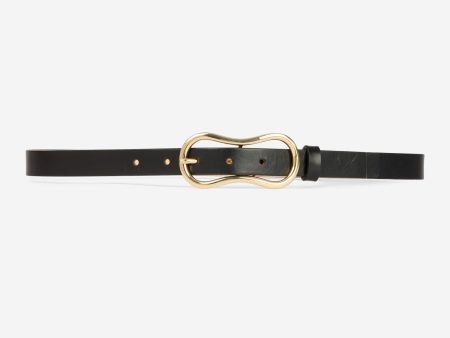 Thin black leather belt Cheap