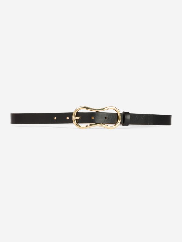 Thin black leather belt Cheap