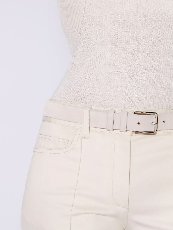 Medium ivory suede leather belt Cheap