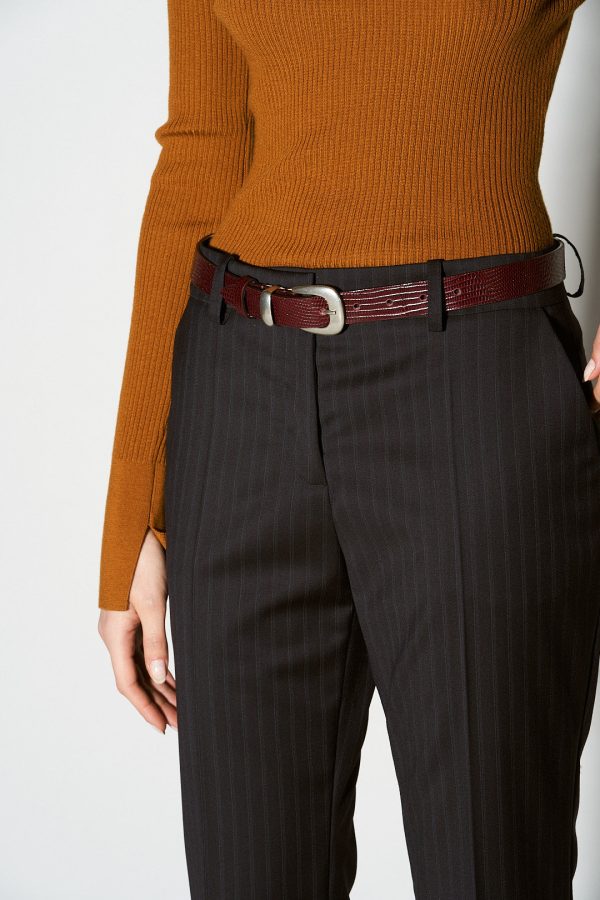 thin burgundy lizard skin belt Online Hot Sale