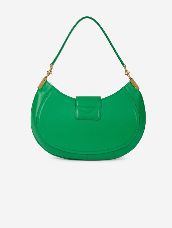 Green leather Kiss Me clutch bag Online