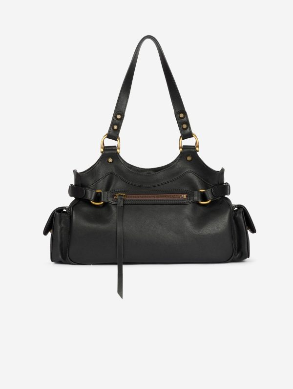 Black leather BB re-edition bag Discount