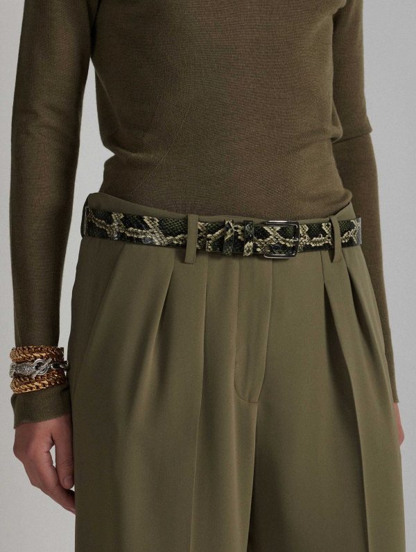 Medium belt in khaki reptile Fashion