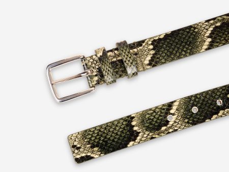 Medium belt in khaki reptile Fashion