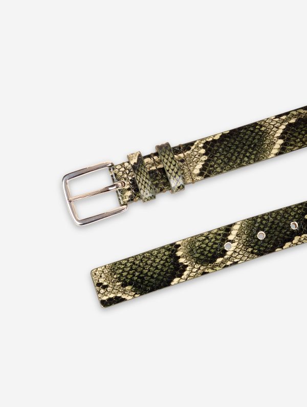 Medium belt in khaki reptile Fashion