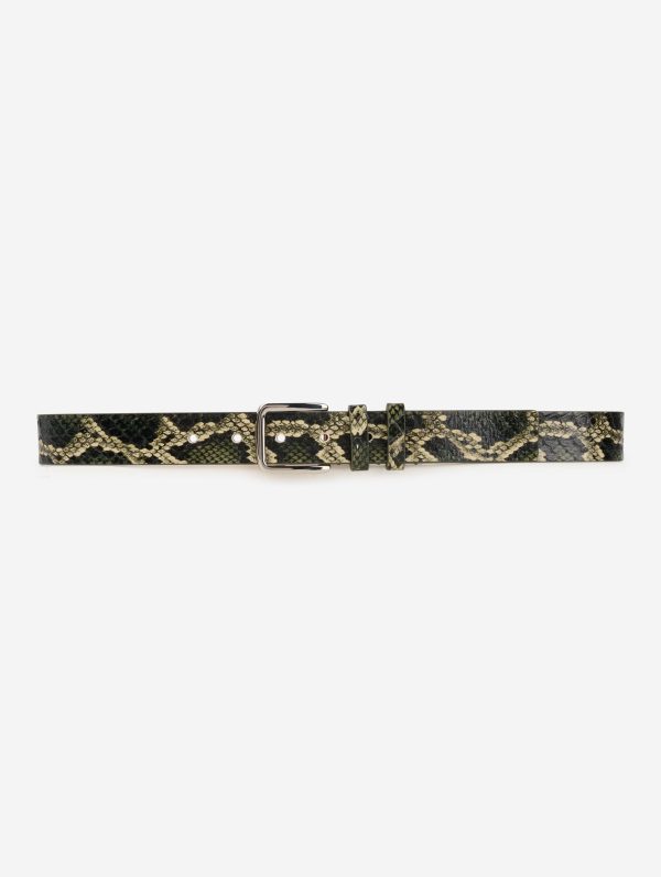 Medium belt in khaki reptile Fashion