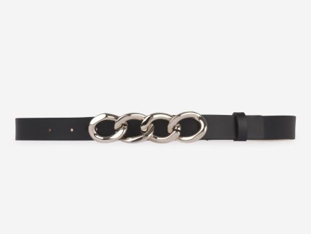 Medium black leather belt Sale