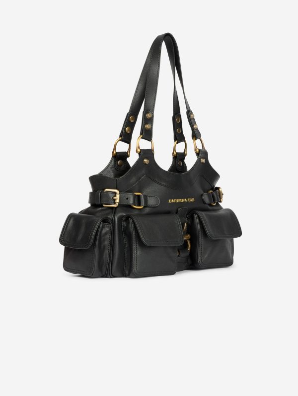 Black leather BB re-edition bag Discount