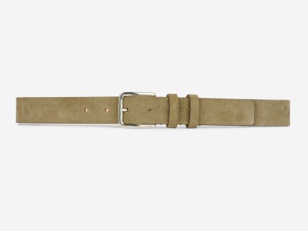 Medium linden green suede leather belt Online Sale