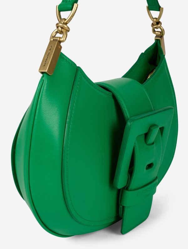 Green leather Kiss Me clutch bag Online