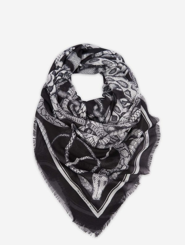 Black and white snake print scarf Cheap