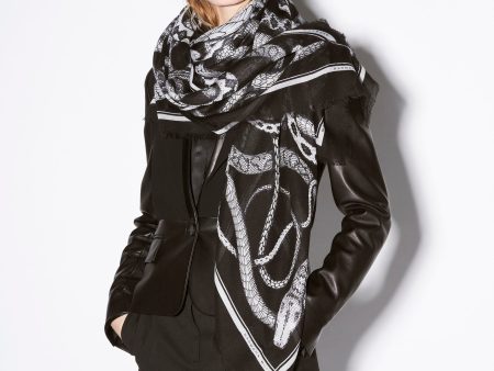 Black and white snake print scarf Cheap