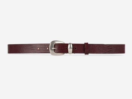 thin burgundy lizard skin belt Online Hot Sale