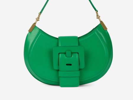 Green leather Kiss Me clutch bag Online